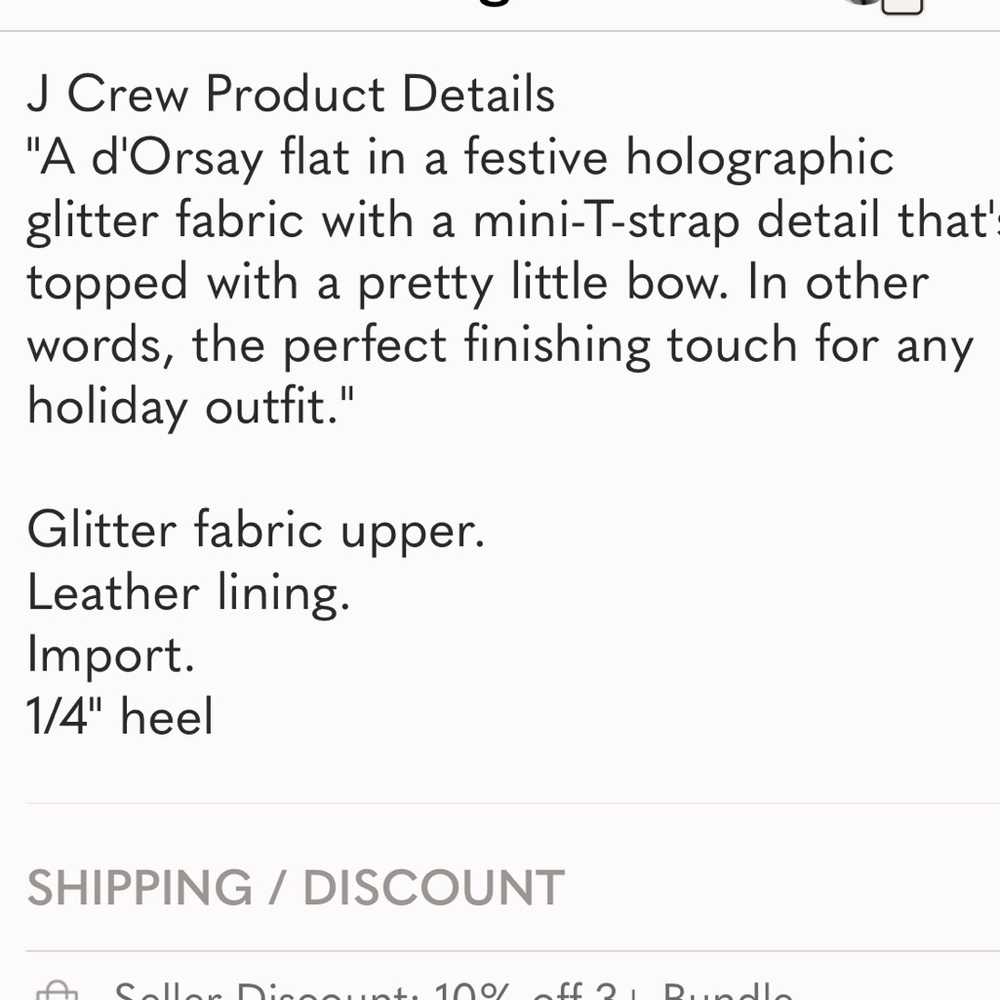 J Crew Sloan glitter D’orsay flats with mini bow 6.5 - Picture 5 of 6